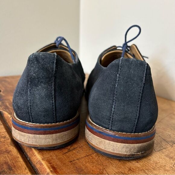 J. Shoes Dark Blue Suede Oxford Dress Shoes Men's 10.5 good preworn condition - Picture 9 of 12